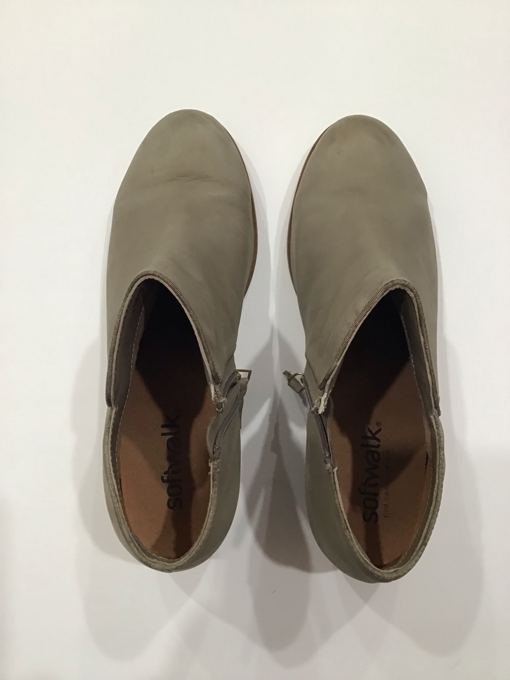 SoftWalk Taupe Slip-On Mules with Side Zip